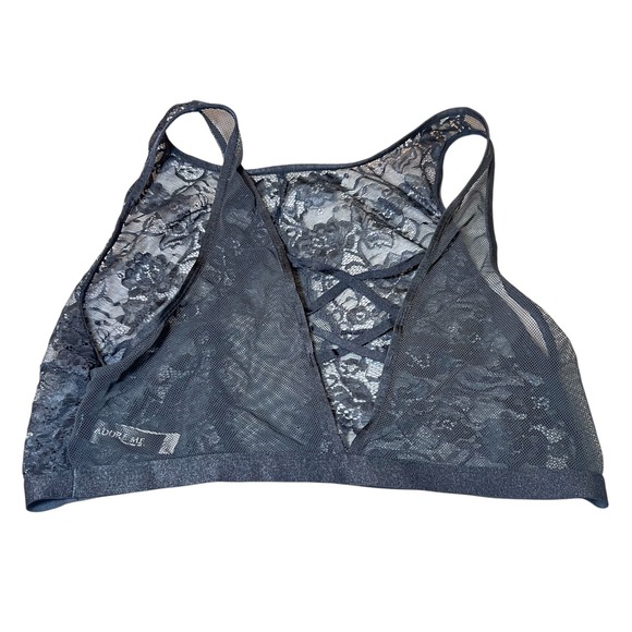 Adore Me Lace Mesh Bralette Womens XL Black Sexy Lingerie Intimates Sheer - Picture 1 of 13